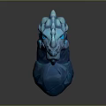 Blue Dragon Head Game Movie Character With Stone Like Texture And 3D Model Design