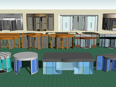 Various Door Styles And Reception Desk Designs For Interior Spaces 3d model