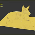 Black and white husky dog lying relaxed on wooden board with collar in studio