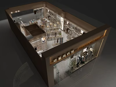 Elegant Lingerie Clothing Store Interior With Neatly Arranged Displays Shelves And Mannequins 3d model