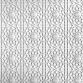 Elegant White Laser Cut Wall Decor with Repeating Geometric Circular and Square Symmetrical Patterns