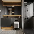 Modern Bathroom Interior Design With Marble Walls Wall Hung Toilet And Undermount Sink