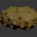 Yellow Spiky Kiwano Melon Fruit With Protrusions On Dark Background 3d model