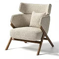 Modern Accent Chair With Textured Fabric Cushion Wooden Legs And Armrest Design