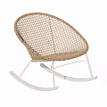 Modern Brown Rattan Rocking Chair Featuring White Frame And Comfortable Design