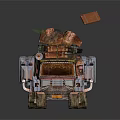 Old Vintage Bus Loaded With Miscellaneous Items On Top And Worn Exterior