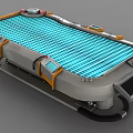 Futuristic Mobile Tech Platform With Blue Grid Surface Control Panel Orange Accents And Wheels 3d model
