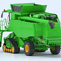 Green Combine Harvester Functional Agricultural Vehicle With Track Wheels And Cab