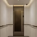 Modern Minimalist Elevator Interior Design With Beige Walls And Metal Handrails
