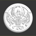 Silver Engraved Weapon Ornament Featuring Eagle Design And Floral Scrolls 3d model