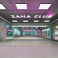 ZAHA CLUB Modern Fitness Interior With Neon Lights Mirrored Walls And Equipment