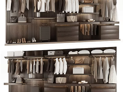 Sleek Modern Wardrobe Interior Design With Hanging Clothes Drawers And Shoe Storage 3d model