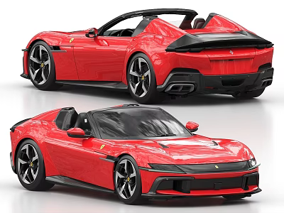 Red Ferrari Convertible Sports Car With Sleek Design Open Top And Black Wheels 3d model