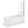 Modern White Bathtub Interior with Shower Faucet and Design Details