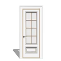 White Hinged Door With Glass Panes Decorative Panel And Black Handle 3d model