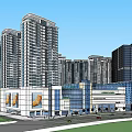 Modern Urban High Rise Architectural Complex With Central Green Space And Roads