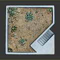 Square Concrete Planter Featuring Mini Cactus Garden with Sand and Pebbles