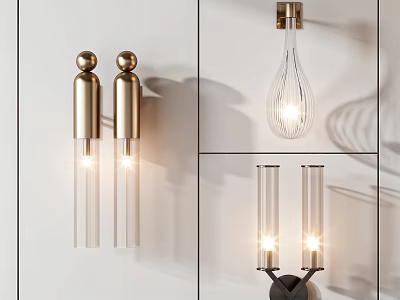 Modern Wall Lamps With Glass Elements And Metal Bases For Stylish Interior Lighting 3d model