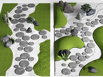 Chinese Style Ting Bu Shitou Road Qingshiban Road Landscape Garden Road Garden Paving Trail Garden Road 3d model