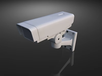 White Security Surveillance Camera With Mount Bracket For Indoor Outdoor Monitoring 3d model