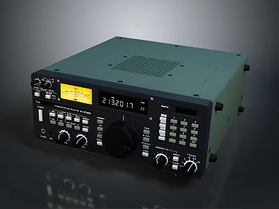 Weapon Control Device with Green Casing Digital Display Frequency Knobs and Control Buttons 3d model
