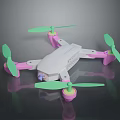Colorful Quadcopter Drone With Gray Body And Pink Green Propellers Design