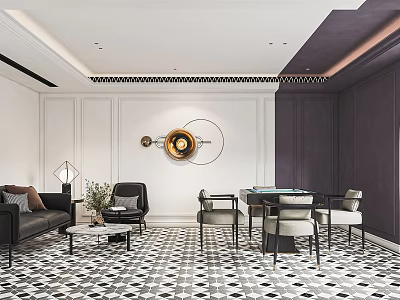 Modern Hotel Mahjong Room Interior With Comfortable Sofa And Mahjong Table 3d model