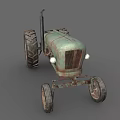 Rusty Vintage Tractor With Large Wheels Classic Design And Old Metal Body