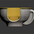 Creative White Cup Shaped Living Item With Yellow Interior And Handle
