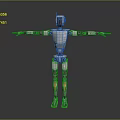 3D Rendered Robot With Silver Orange Design And Extended Arms Legs On Grey Background