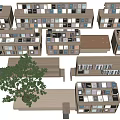 Modern Wooden Bookcases With Various Designs Books Plant And Bench Arrangement