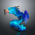 Colorful Pixel Art Dragon 3D Model With Shiny Blue Purple Scales
