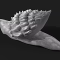 Detailed Reptile Snail With Spiral Textured Shell And Long Tentacles On Black Background