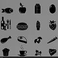Stylish Food Themed Wall Decor Featuring Fish Apple Milk Egg And More For Kitchen