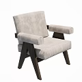 Modern Minimalist Single Sofa With Beige Fabric And Dark Wooden Armrests Legs