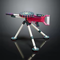 Pink White And Purple Toy Gun Structure With Tripod Stand And Barrel Design