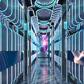 Modern KTV Interior Design With LED Lights Sofa Seating And Music Equipment