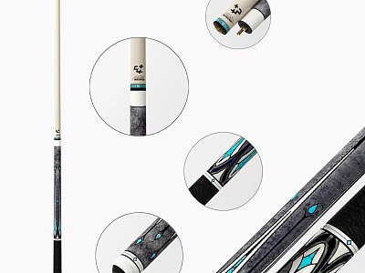 Billiard Room Pool Cue Design With Decorative Patterns And Grip Details 3d model
