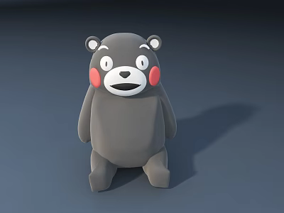 Cute Gray Bear Doll With Red Cheeks White Ears And Black Eyes 3d model