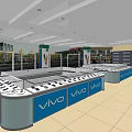 Modern Digital Store Interior With Smartphones Tablets Display Counters Brand Posters And Customer Seating 3d model
