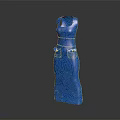 Elegant Stylish Blue Sleeveless Dress With Textured Fabric And Front Pockets