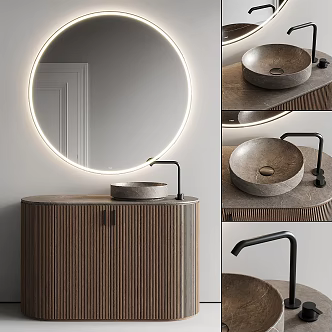 Washing table mirror counter basin 3d model