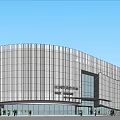 Modern Curved Shopping Mall With Glass Facade Metal Exterior And Pedestrian Entrance