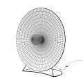 Golden Round Shade Floor Lamp With Illuminated Bulb And Black Stand Design