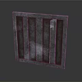 Industrial Style Square Metal Grille Panel With Vertical Slats And Textured Surface