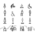 Public Facilities Signage Including Men Women Accessible Restrooms Baby Care And Pantry
