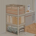 Light Beige Rattan Woven Stackable Storage Cabinets For Home Organization