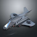 Futuristic 3D Model Flying Vehicle With Gray Streamlined Body Rotors Transparent Cockpit And Landing Gear
