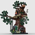 Lego toy building blocks tree house forest plant house secret base 3d model