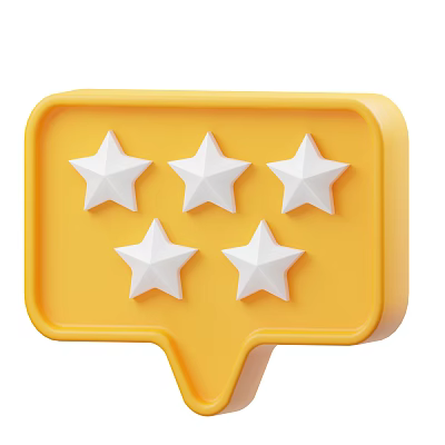 Yellow Speech Bubble Shaped Decorative Ornament Set with Five White Stars for Home Decor 3d model